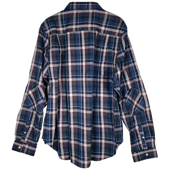 NWT FIVE FOUR Men Size 2XL Woven Plaid Shirt Cotton Button Down Collar Elbow Pad - Picture 3 of 13